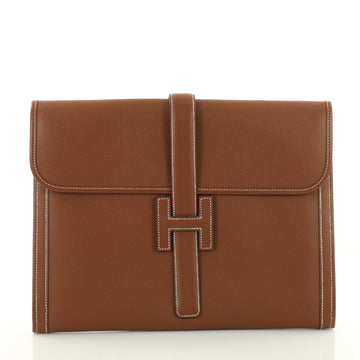 Hermes Jige Clutch Courchevel GM Brown 3540603