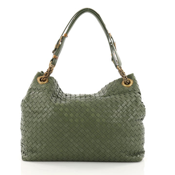Bottega Veneta Belted Handle Tote Intrecciato Nappa Green 3540604