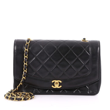 Chanel Vintage Diana Flap Bag Quilted Lambskin Medium Black 3542201
