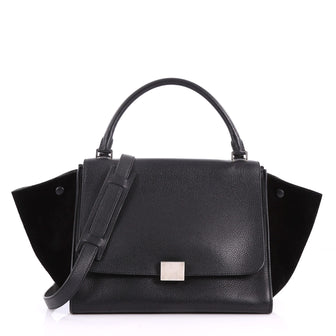 Celine Trapeze Handbag Leather Medium Black 3542705