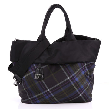 Prada Convertible Double Tote Printed Tessuto Black 3544003