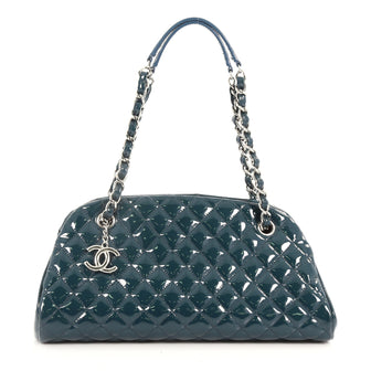 Chanel Just Mademoiselle Handbag Quilted Patent Medium Green 3544902