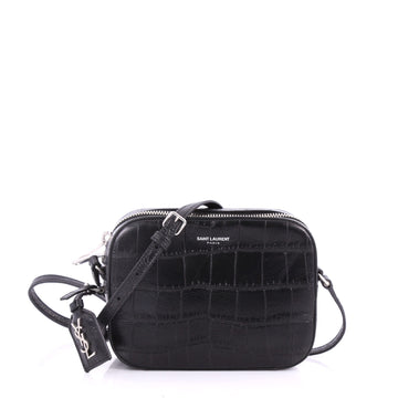 Saint Laurent Camera Bag Crocodile Embossed Leather Black 3545501