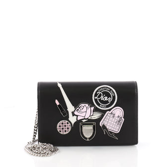 Christian Dior Diorama Wallet on Chain Patch Embellished Black 3545502