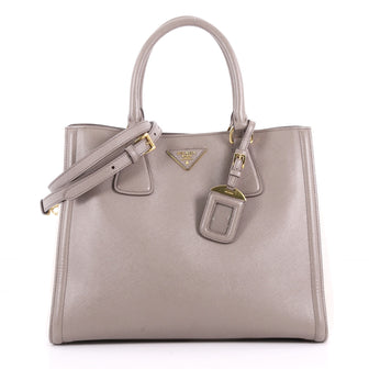 Buy Prada Bicolor Lux Convertible Open Tote Saffiano Leather Gray 3545902