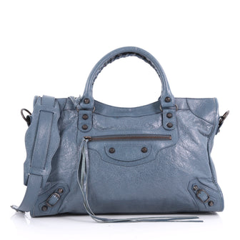 Balenciaga City Classic Studs Handbag Leather Medium Blue3545903