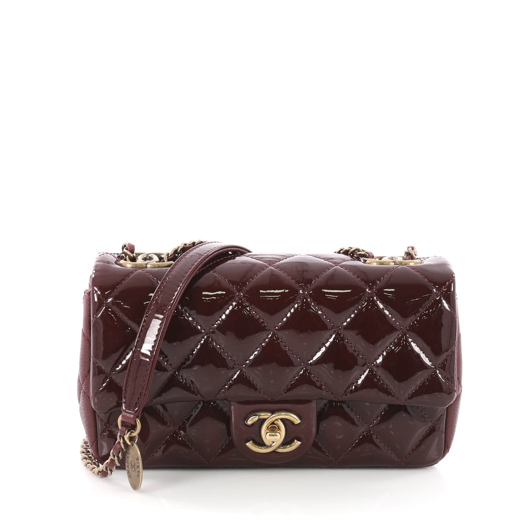 Buy Chanel Eyelet Flap Bag Quilted Patent Small Red 3546502