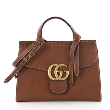 Gucci GG Marmont Top Handle Bag Leather Small Brown 3547003