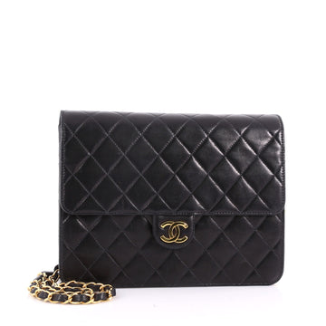 Vintage Clutch with Chain Quilted Leather Small
