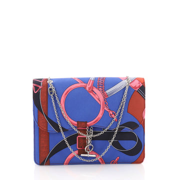 Hermes Catenina Handbag Printed Silk Small Blue 3547401