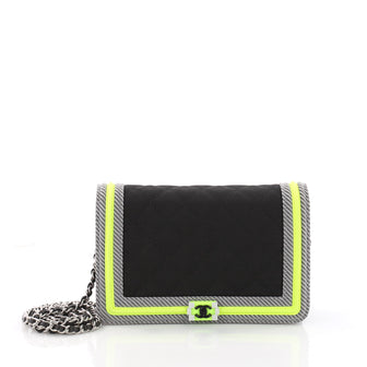 Chanel Canvas Quilted Fluo Boy Wallet On