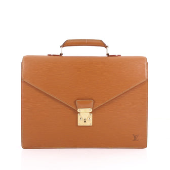 Louis Vuitton Serviette Ambassadeur Handbag Epi Leather Brown 3548702