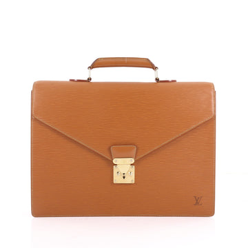 Louis Vuitton Serviette Ambassadeur Handbag Epi Leather Brown 3548702