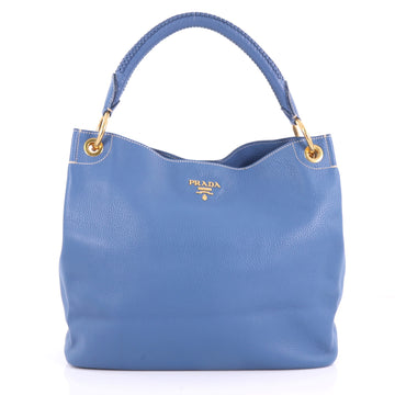 Prada Rolled Hobo Vitello Daino Large Blue 3549005