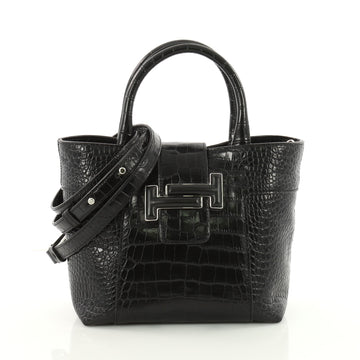 Tod's Double T Tote Crocodile Embossed Leather Mini 3549801