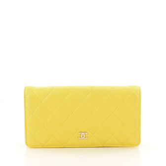 Chanel L-Yen Wallet Quilted Lambskin Long Yellow 3550004
