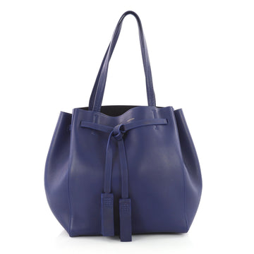 Celine Phantom Tie Cabas Tassel Tote Leather Small Blue 3550402