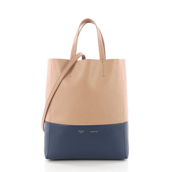 Celine Vertical Bi-Cabas Tote Grained Calfskin Small Neutral 3550801