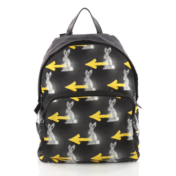 Prada Front Pocket Backpack Printed Tessuto Medium Black 3551103