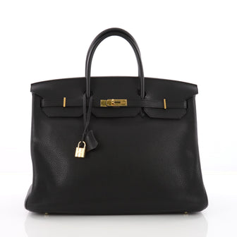Hermes Birkin Handbag Black Clemence with Gold Hardware 3552302