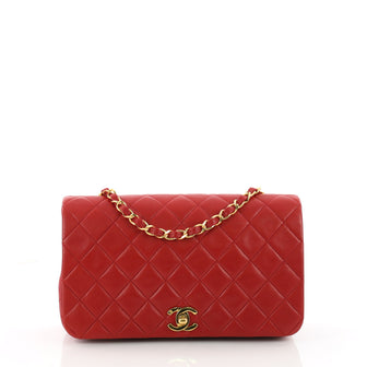 Chanel Vintage Full Flap Bag Quilted Lambskin Small Red 3553301