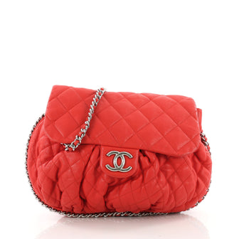 Chanel Chain Around Flap Bag Quilted Leather Large Red 3554808