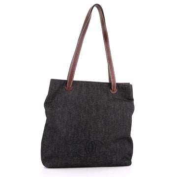 Chanel Vintage CC Logo Tote Denim Medium Blue 3555003