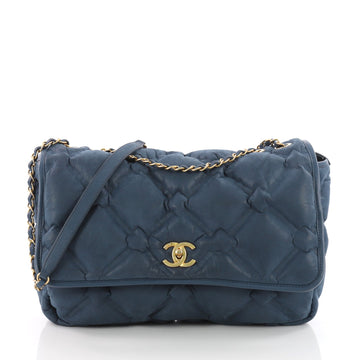 Chanel Chesterfield Flap Bag Quilted Calfskin Jumbo Blue 3555806