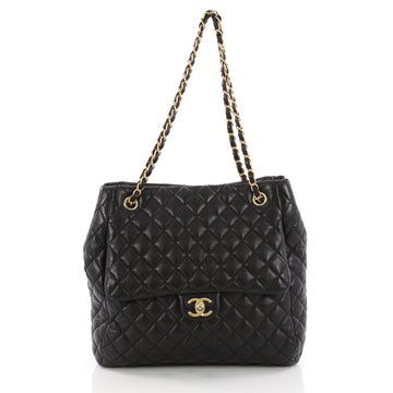 Chanel Fluffy CC Tote Quilted Lambskin Medium Black 3557701