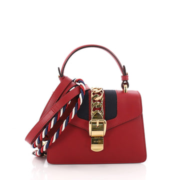 Gucci Sylvie Top Handle Bag Leather Mini Red 3558901