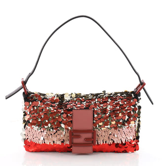 Fendi Tricolor Baguette Handbag Paillettes Red 3558904