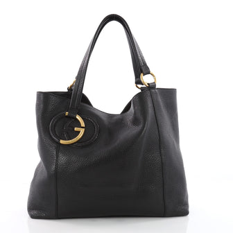 Gucci Twill Tote Leather Medium Black 3559801