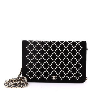 Chanel Wallet on Chain Pearl Embellished Velvet Black 3559901