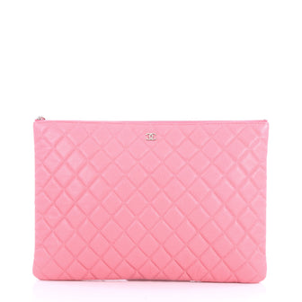 Chanel O Case Clutch Quilted Caviar Large Pink 3560103