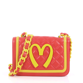 Moschino Happy Meal Shoulder Bag Leather Medium Red 3560304