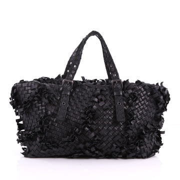 Bottega Veneta Lido Patchwork Tote Fringe Intrecciato Nappa Large Black 3560402