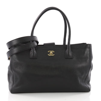 Chanel Cerf Executive Tote Leather Medium Black 3560801