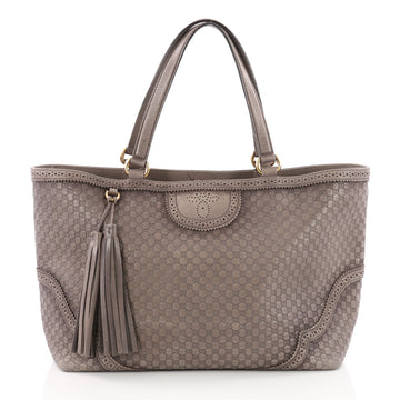 Gucci Duilio Brogue Tote Microguccissima Leather Large Gray 3561301