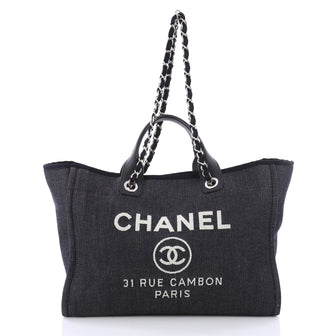 Chanel Deauville Chain Tote Denim Medium Blue 3561801