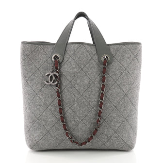 Chanel Pop Tote Quilted Felt Large Gray 3563015