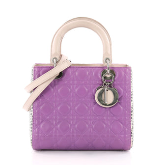 Christian Dior Lady Dior Handbag Cannage Quilt Lambskin with Python Medium 3563501