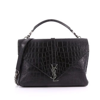 Saint Laurent Classic Monogram College Bag Crocodile Embossed Leather Large 3564205