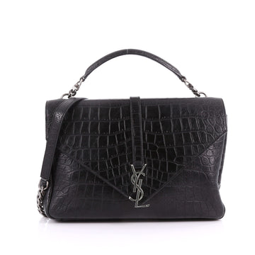 Saint Laurent Classic Monogram College Bag Crocodile Embossed Leather Large 3564205