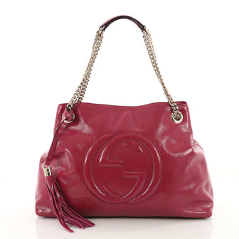 Gucci Soho Chain Strap Shoulder Bag Patent Medium Pink 3564601