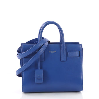 Saint Laurent Sac de Jour Handbag Leather Nano Blue 3564705