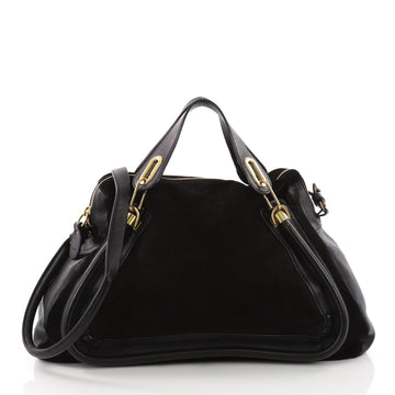 Chloe Paraty Top Handle Bag Suede Large Black 3565403