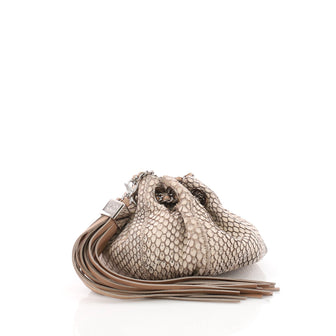 Chanel Vintage Tassel Drawstring Bag Python Mini Brown 3567001