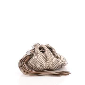 Chanel Vintage Tassel Drawstring Bag Python Mini Brown 3567001