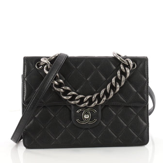Chanel Retro Class Flap Bag Quilted Caviar Medium Black 3567606