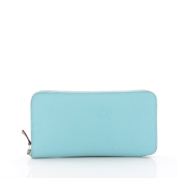 Hermes Azap Zip Around Wallet Silk'in Epsom Long Blue 3567610
